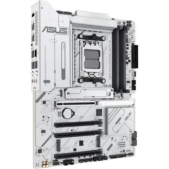 Материнська плата Asus AM5 X870 MAX Gaming WIFI7 W, X870, 4xDDR5, Int.Video (CPU), 4xSATA3, 3xM.2, 1xPCI-E 5.0 x16, 2xPCI-E 4.0 x16, 1xPCI-E 3.0 x16, Realtek 7.1, Realtek 2.5Gb, WiFi 7, Bluetooth 5.4, HDMI/2xType-C, ATX - фото 3