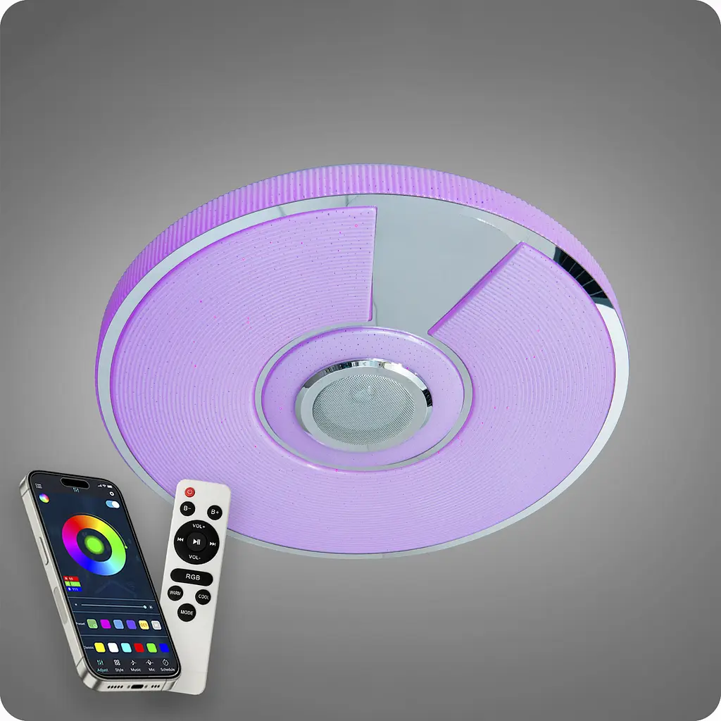 Люстра світлодіодна 517 Dlight RGB з пультом і колонкою 80Вт Білий (02159) - фото 6