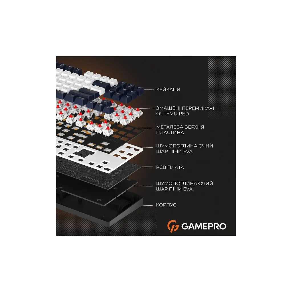 Клавіатура GamePro Genesis Metallic MK110B Outemu Red Switch USB UA Black (MK110B) - фото 12