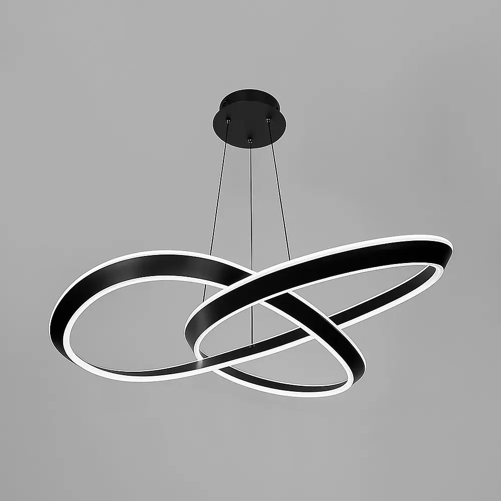 Подвесная кольцевая люстра в черном переплетенном корпусе 70х20 см | Line F | Ст. MJ319-800 BK - фото 5