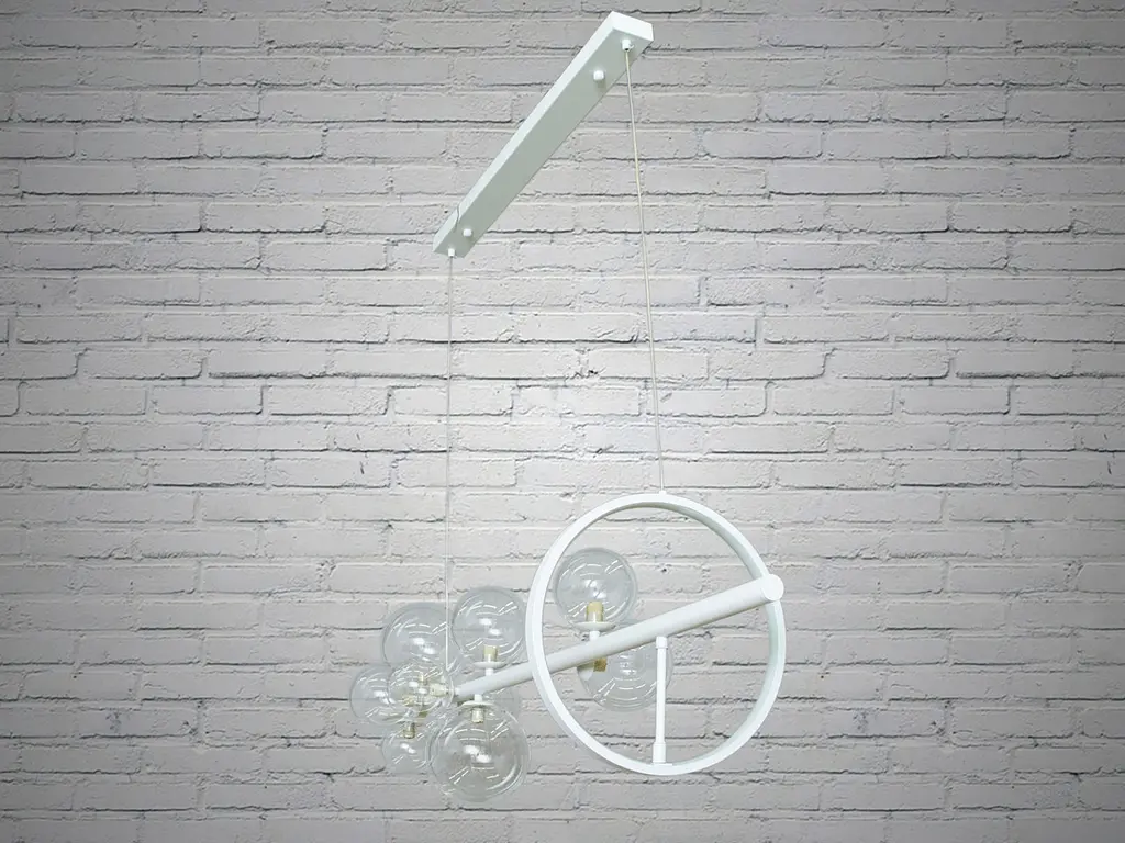 Люстра стельова лінійна LED Diasha 1947-10WH Loft, 10 плафонів, 10W, металевий каркас, скло, сучасний стиль - фото 2