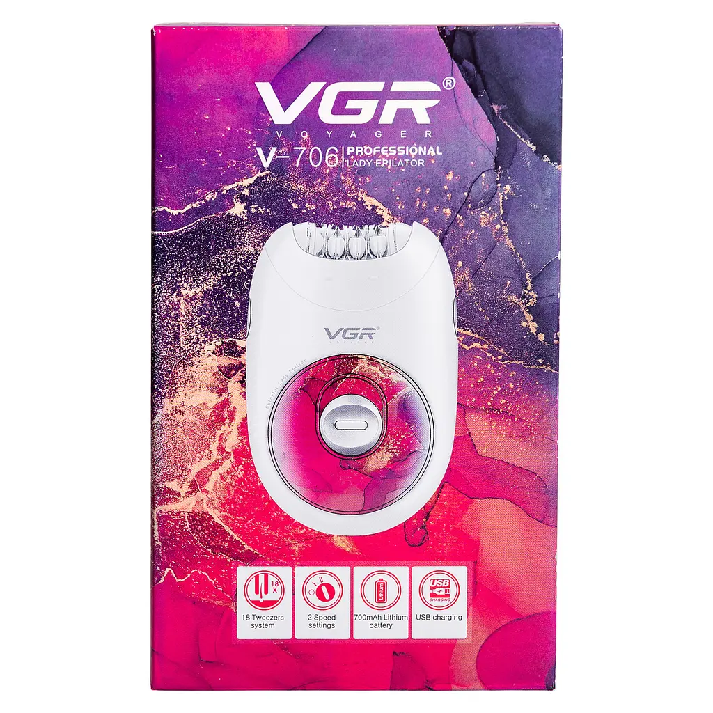 Епілятор жіночий VGR V-706 акумуляторний, рожевий VGR HPV706P - фото 6