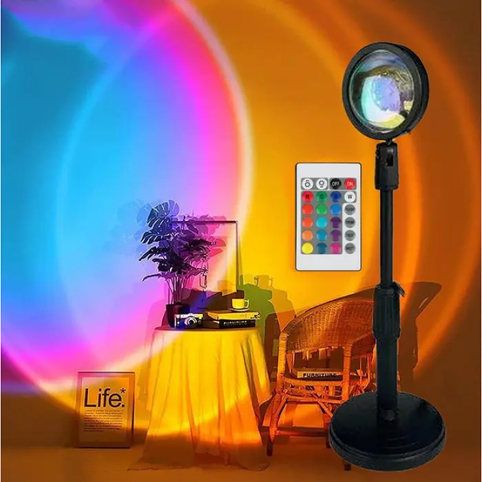 Проекційна різнокольорова RGB Західна лампа з пультом Sunset Lamp