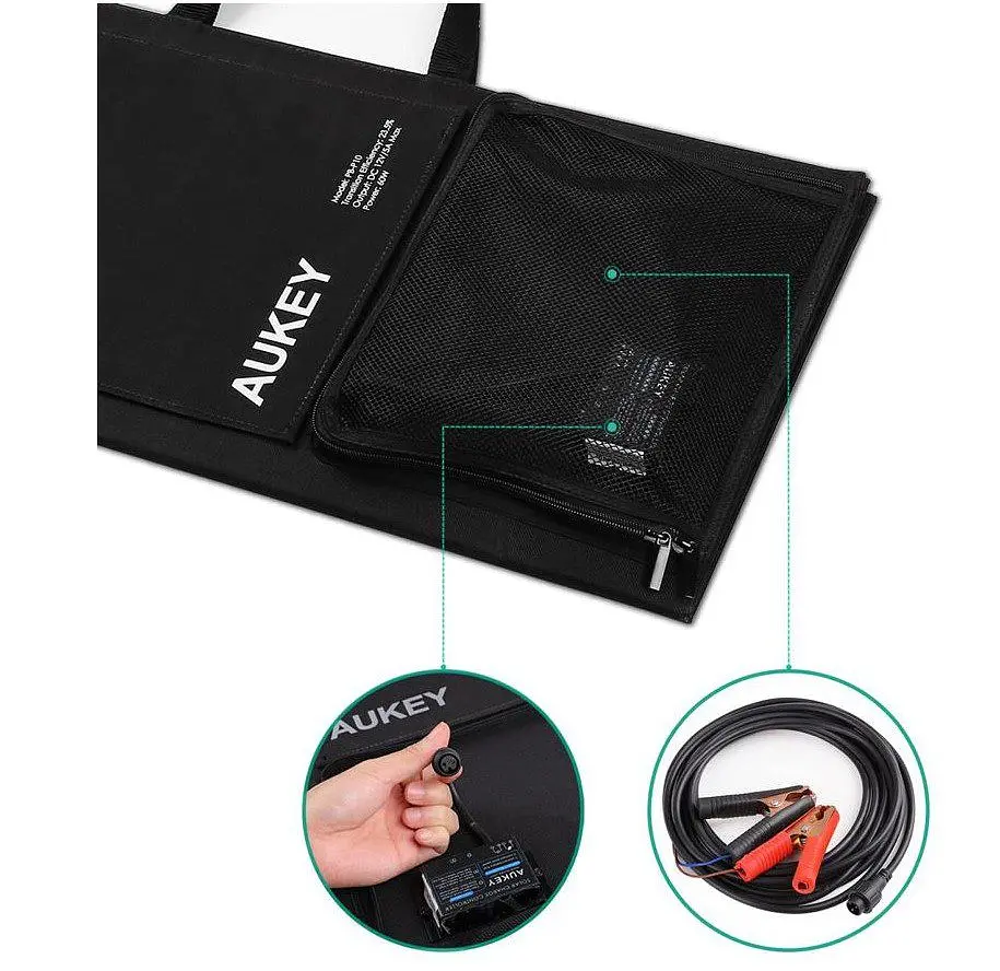 Портативна сонячна панель Aukey PBP10 60W Solar Panel, затискачі 12 В/5 А, USB Type-C - фото 3