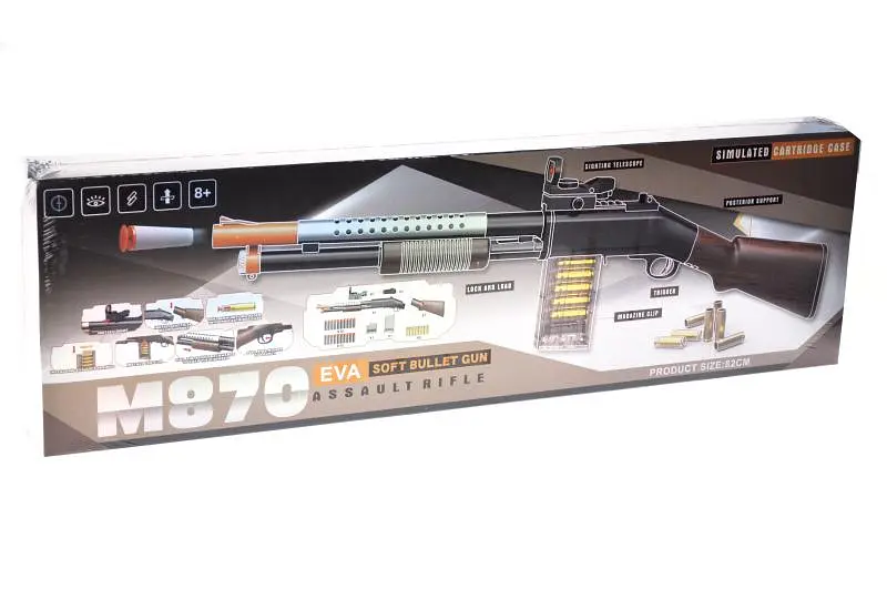 Іграшкова гвинтівка M870 з м'якими патронами EVA Soft Bullet Gun, у коробці р.62,5x8x19 см YG Toys - фото 2