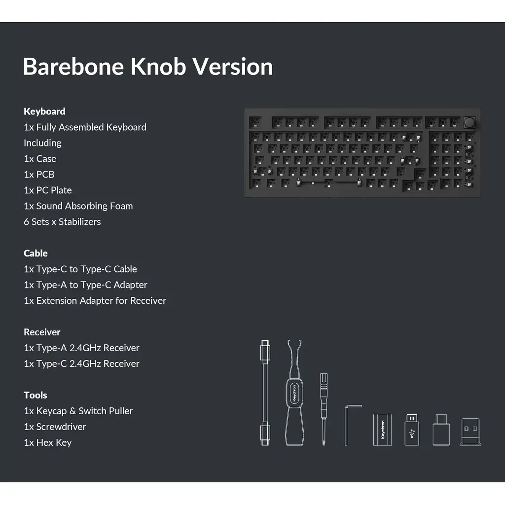 Клавіатура Keychron V5 Max Gateron Jupiter Brown Knob Hot-Swap QMK Wireless/Bluetooth/USB-А UA Black (V5M-D3-UA) - фото 10
