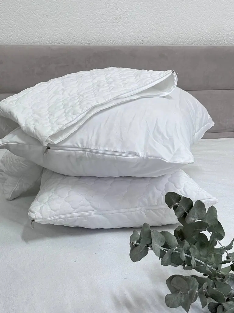 Подушка Ecotton 50х70 см антиалергенна подвійна з чохлом наволочкою на блискавці із мікрофібри біла White (19003) - фото 5