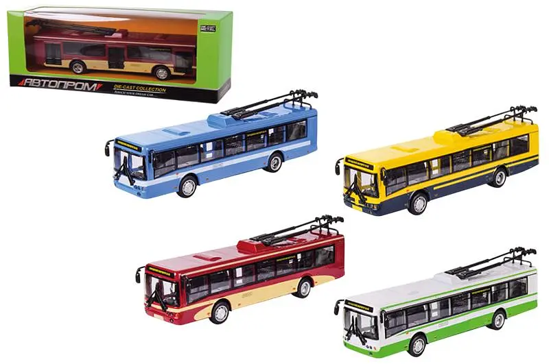 Іграшковий тролейбус 1:72 Автопром металевий 6407ABCD, 4 кольори, коробка 20x6x8 см