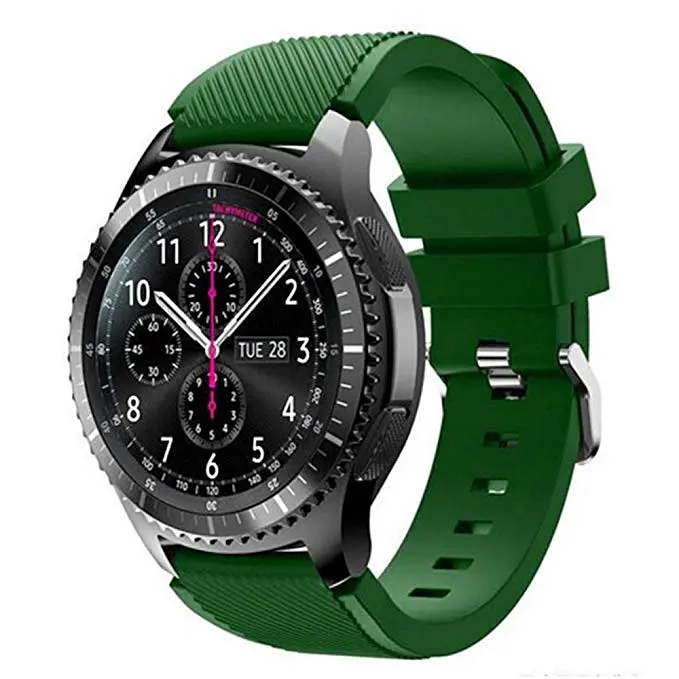 Силиконовый ремешок Watchbands для Samsung Galaxy Watch 46mm Silver - тёмно-зеленый (WB001DARKGREEN461) - фото 2