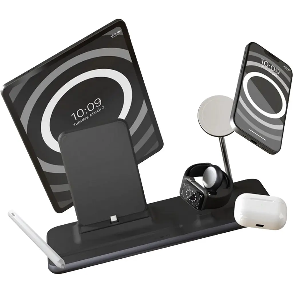 Беспроводное зарядное устройство Zens MagSafe + Watch + iPad Wireless Charging Station Black (ZEDC21B/00) - фото 2
