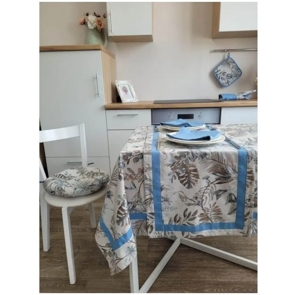 Доріжка на стіл Прованс Міра 40х140 см бежево-блакитна - фото 2