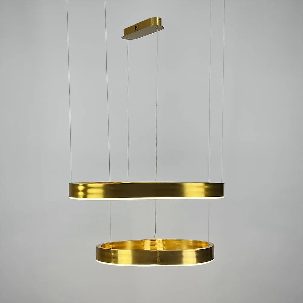 Необычная и эффектная люстра на 2 яруса 60+40 см в золотом корпусе Ст. PCL004-600*400 PGD | Line F - фото 2