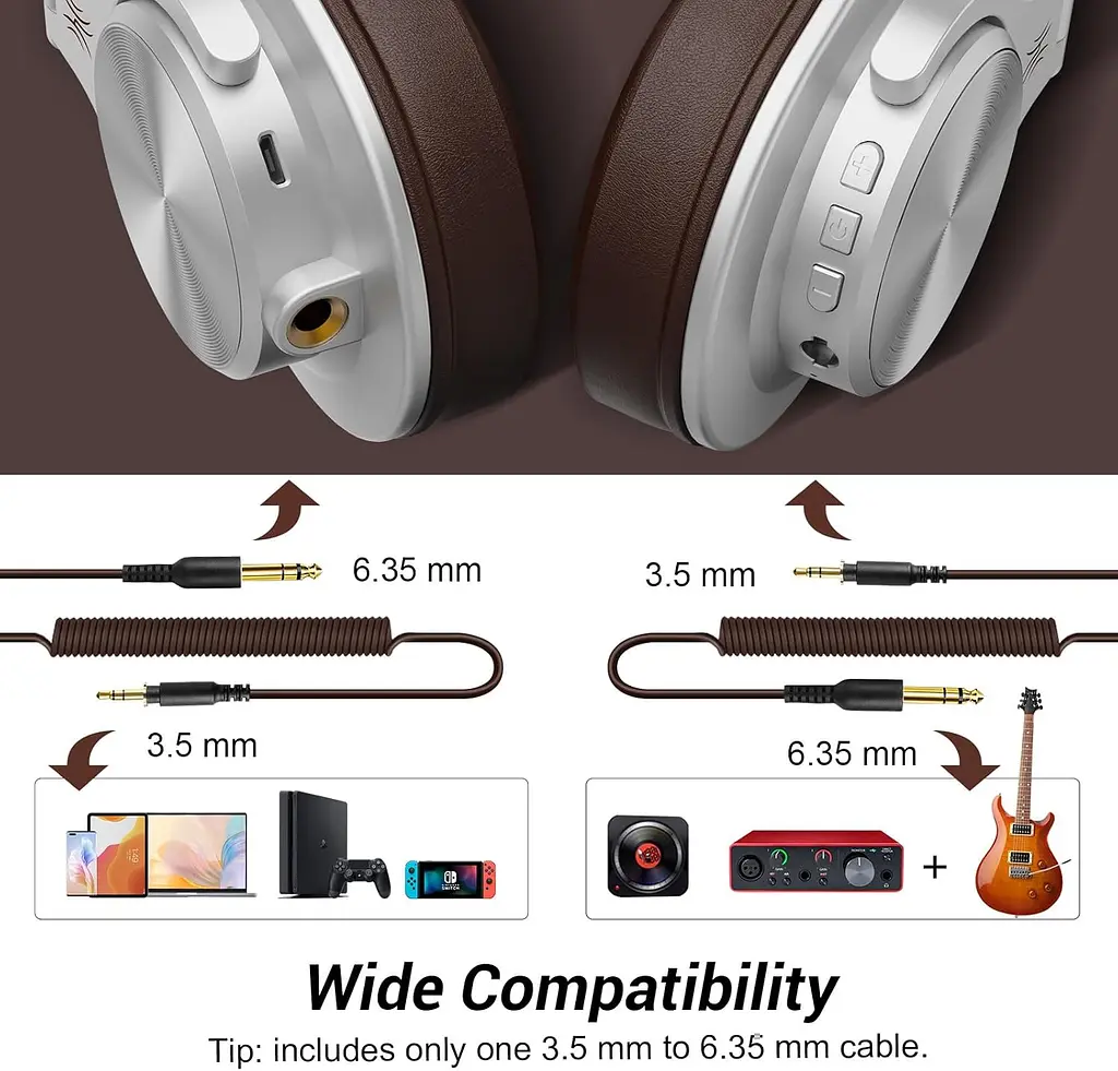 Гарнітура OneOdio Fusion A70, Bluetooth+3,5мм/6,35мм, Silver Brown - фото 3