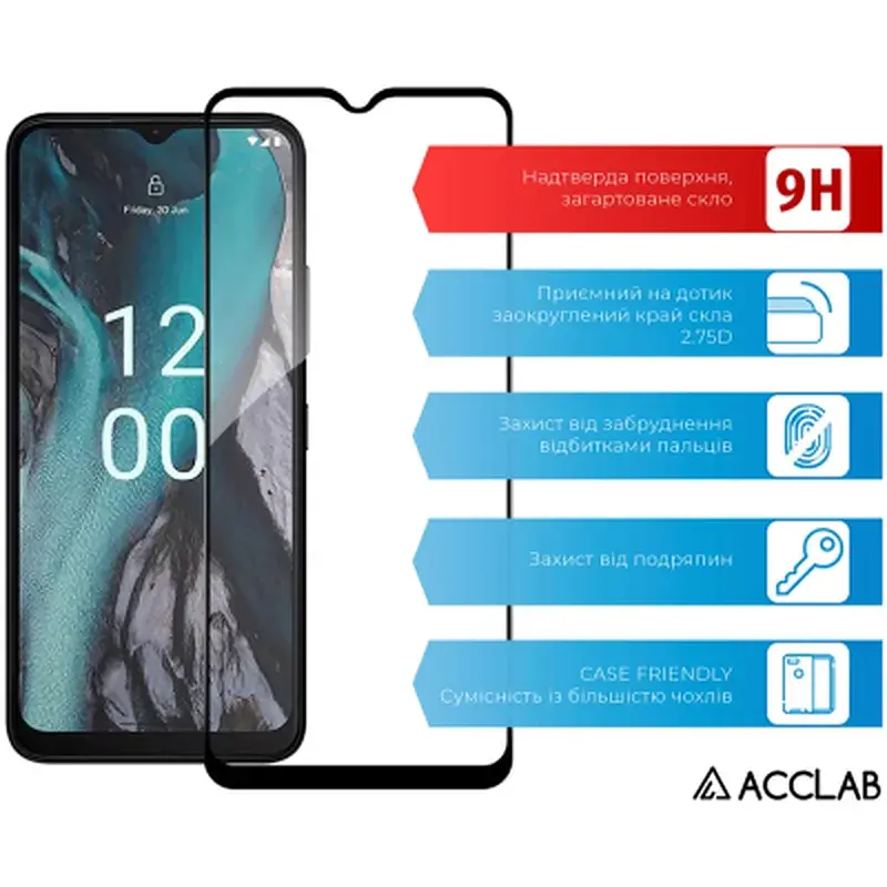 Скло захисне ACCLAB Full Glue Nokia C22 Black (1283126582271) - фото 3