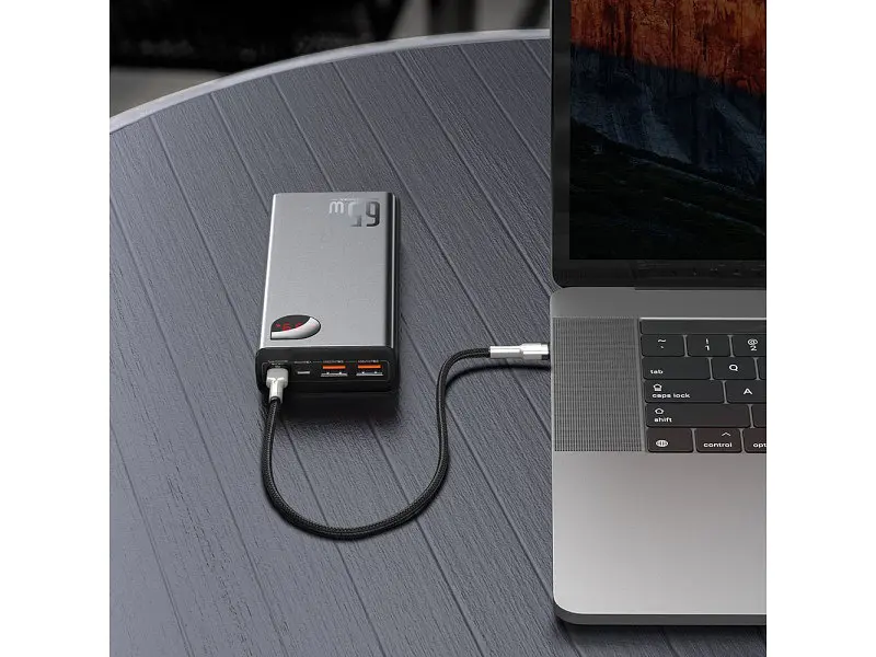 Зовнішній акумулятор (Power Bank) BASEUS Adaman Metal Digital Display Quick Charge Power Bank 65W 20000mAh Black (PPIMDA-D01) - фото 5
