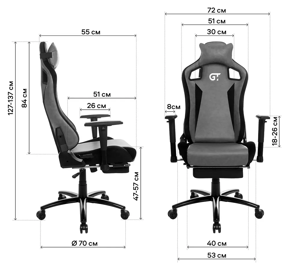 Геймерське крісло GT Racer чорне (X-5108 Black) - фото 2