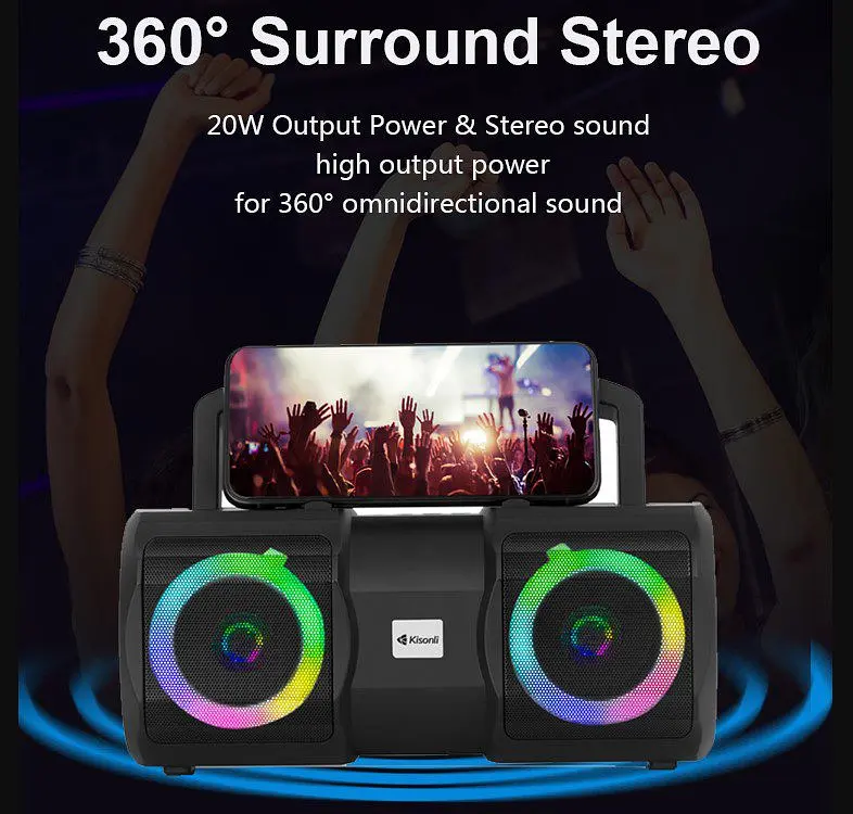 Портативна колонка ретро Kisonli K1 Bluetooth 2400mAh 20 Вт - фото 6