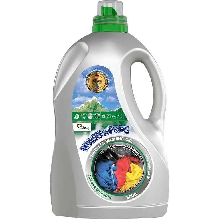 Гель для прання WASH & FREE 5л Універсальний Гірська свіжість