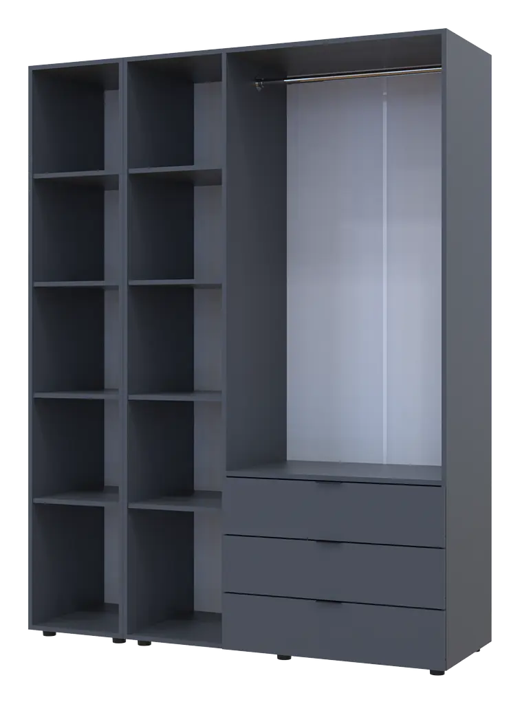 Шафа для одягу Doros Гелар Графіт 3ДСП/Дзеркало 155х49.5х203.4 (42002158) - фото 7