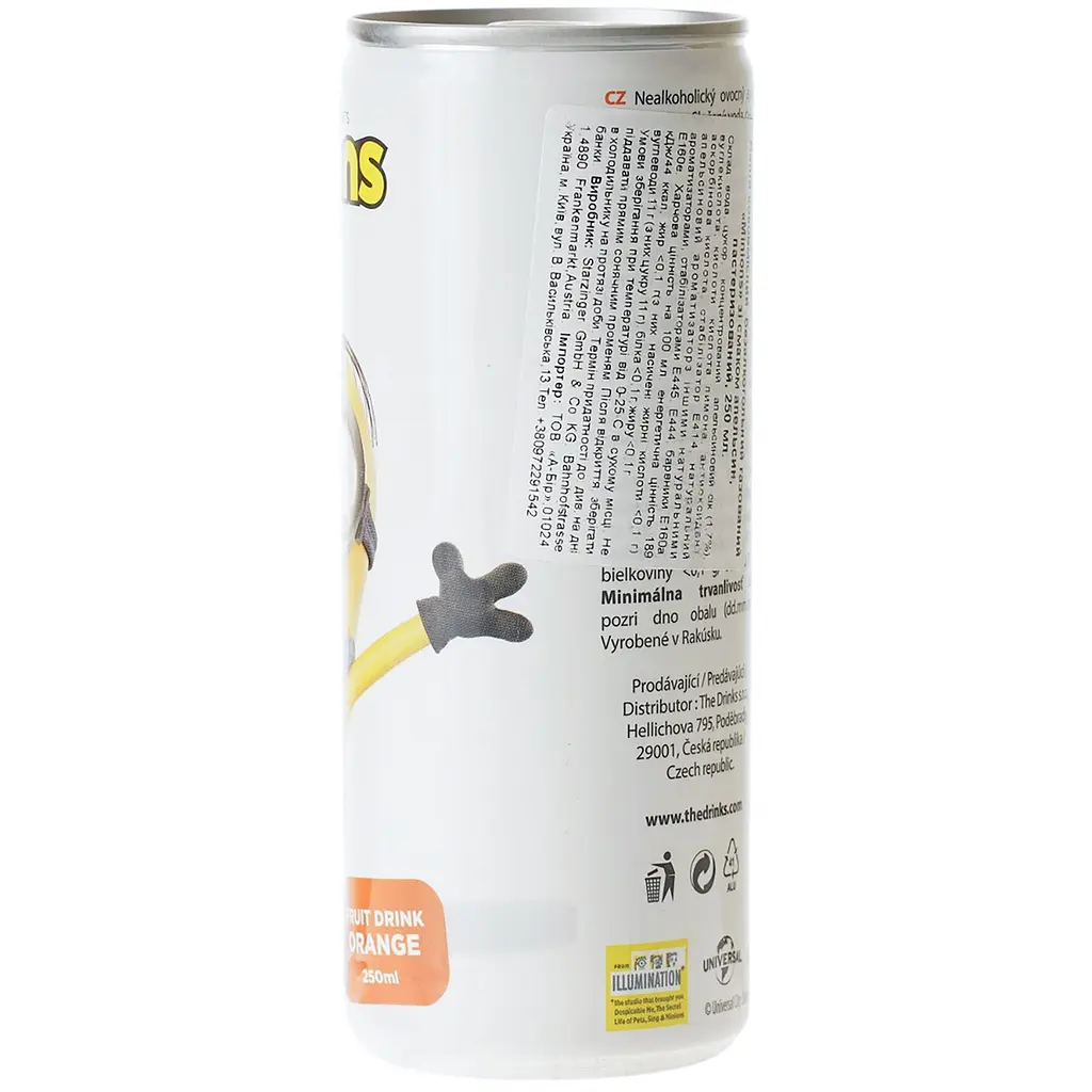 Безалкогольний газований напій The Drinks Minions Fruit Drink Orange зі смаком апельсина 250 мл - фото 3