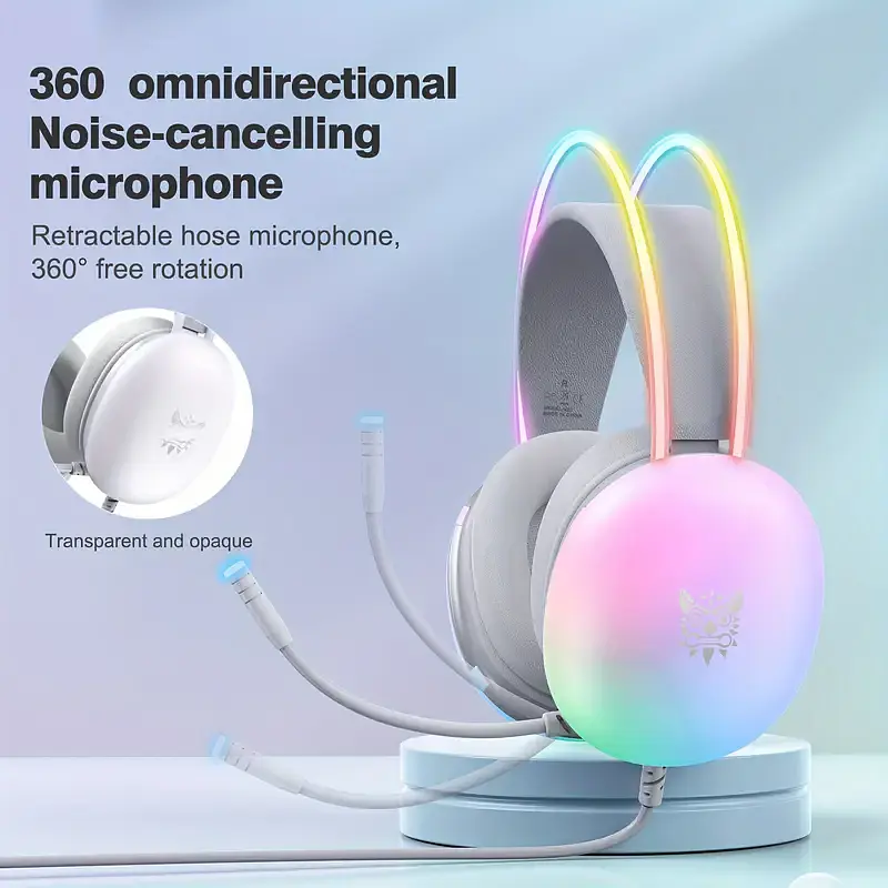 Накладні ігрові навушники Onikuma X25 дротові з гарнітурою та RGB-підсвіткою сірі - фото 6
