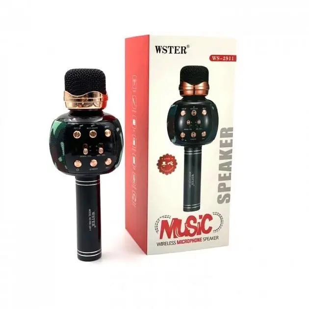 Бездротовий Bluetooth караоке мікрофон з динаміком 5 тембрів голосу USB AUX FM Wster WS-2911 камуфляжний - фото 5