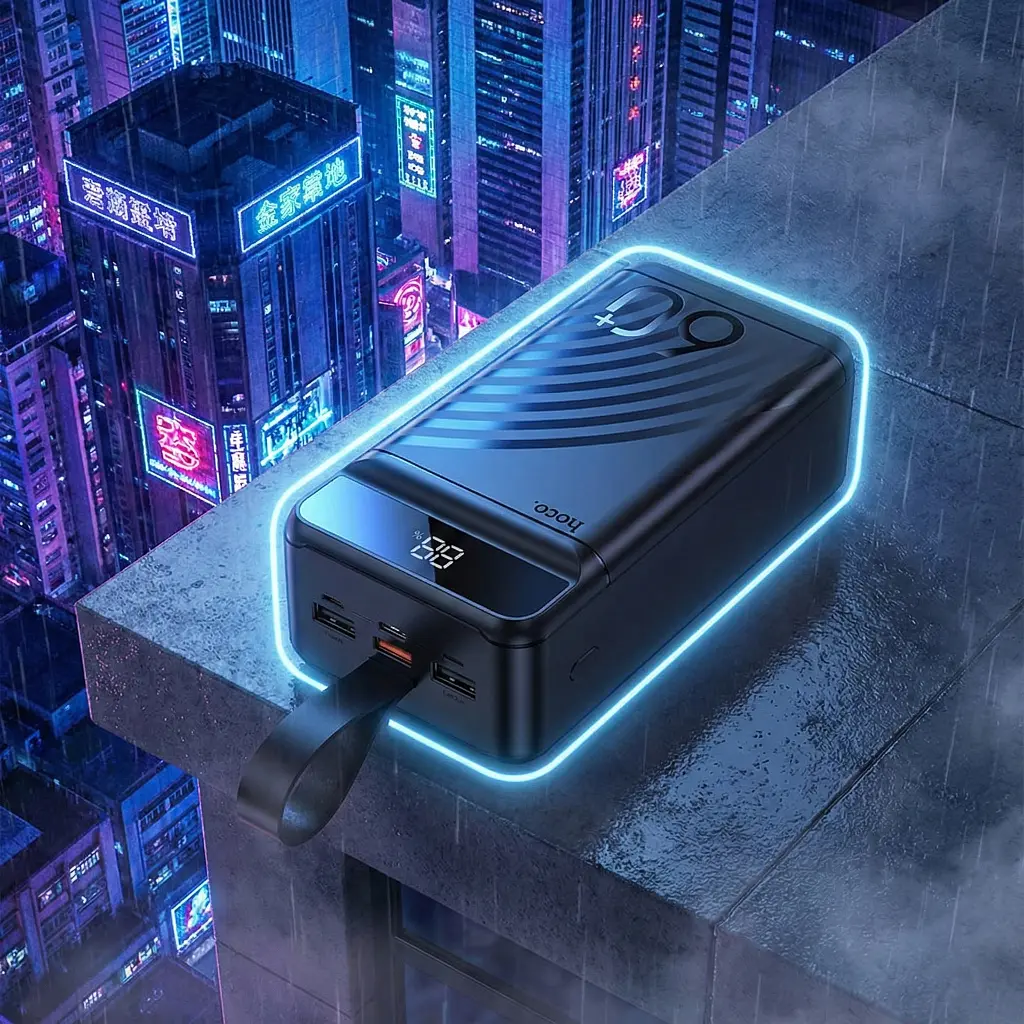 Батарея універсальна HOCO 60000mAh Element PD/20W, QC/22.5W, LED Lamp, Black (J123C / 714736) - фото 6