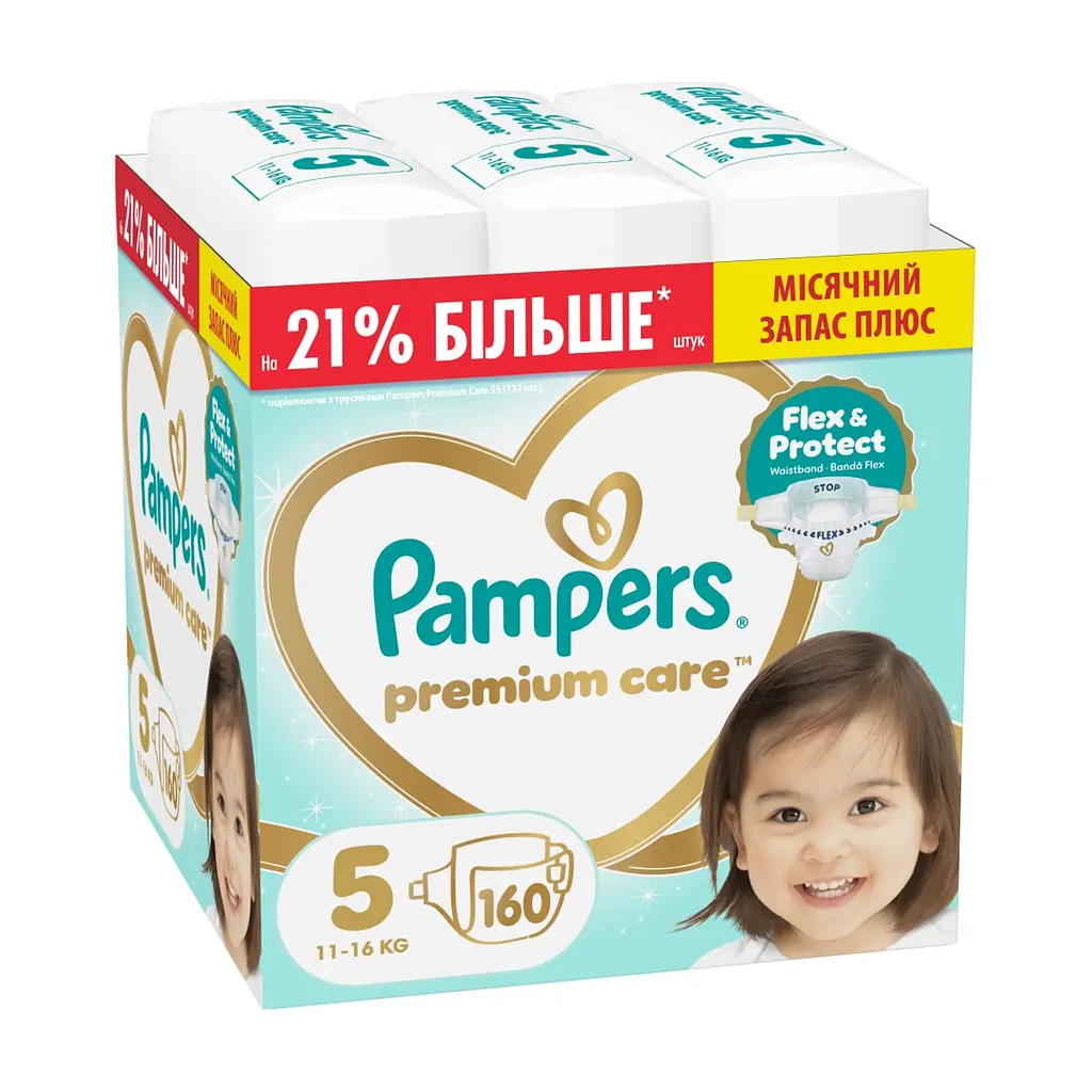 Підгузки Pampers Premium Care Розмір 5 (11-16 кг) 160 шт (8006530223799)