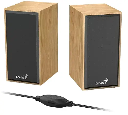 Колонки 2.0 Genius SP-HF180, сосновый цвет, 6 Вт (2 x 3 Вт), разъем 3,5 мм, МДФ, питание от USB, управление с задней панели - фото 2
