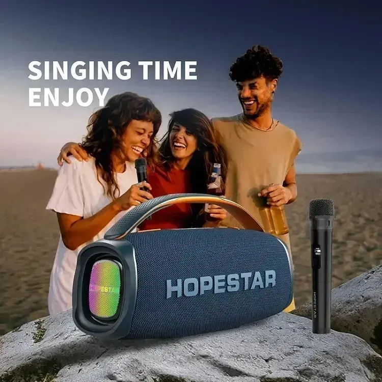 Бездротова караоке система - портативна колонка + мікрофон Hopestar A40 чорна - фото 9