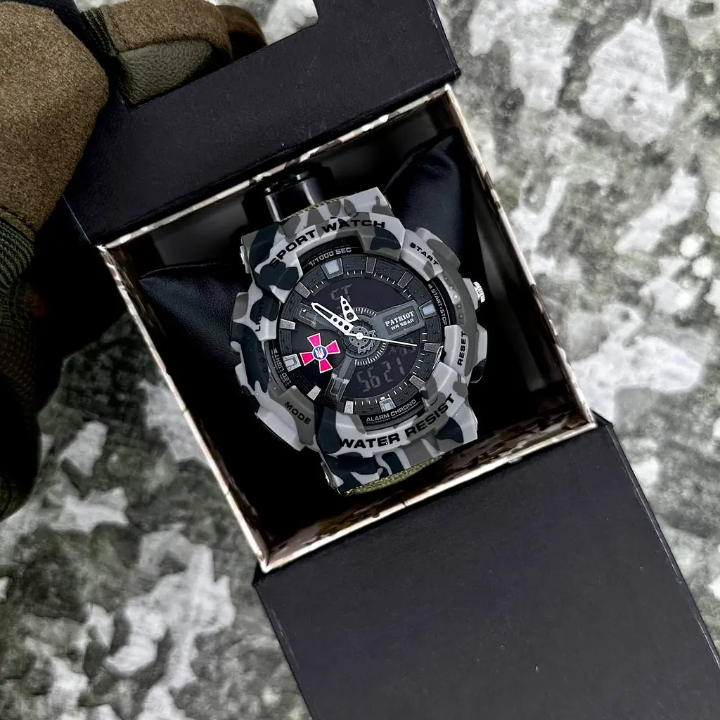 Наручные часы мужские 005CMGYSU ЗСУ Серый камуфляж Паракордный ремешок Army Green + Коробка Patriot acs0031041 - фото 4