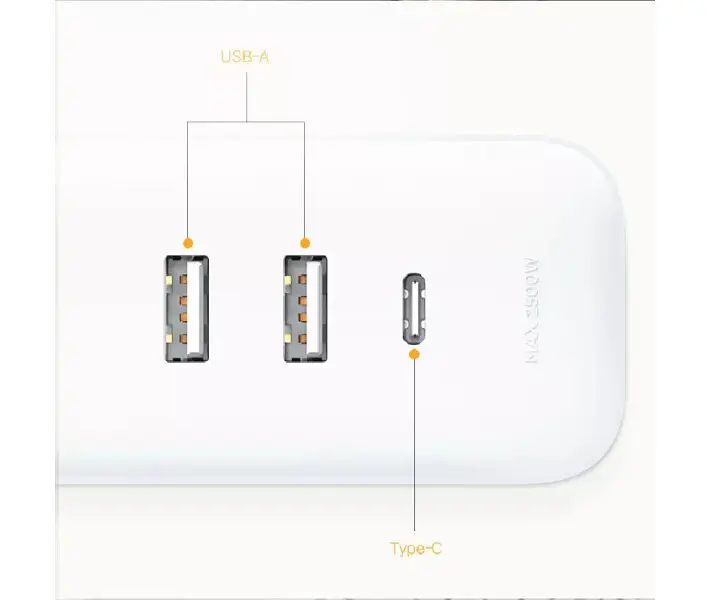 Мережевий подовжувач Mi Power Strip 20W Fast Charge (3 sockets +2 USB + 1 TypeC) - фото 4