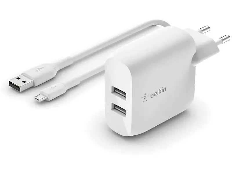 Мережевий зарядний пристрій Belkin Boost Up Charge Dual USB-A Wall Charger 24 W + Lightning White (WCD001VF1MWH) - фото 3