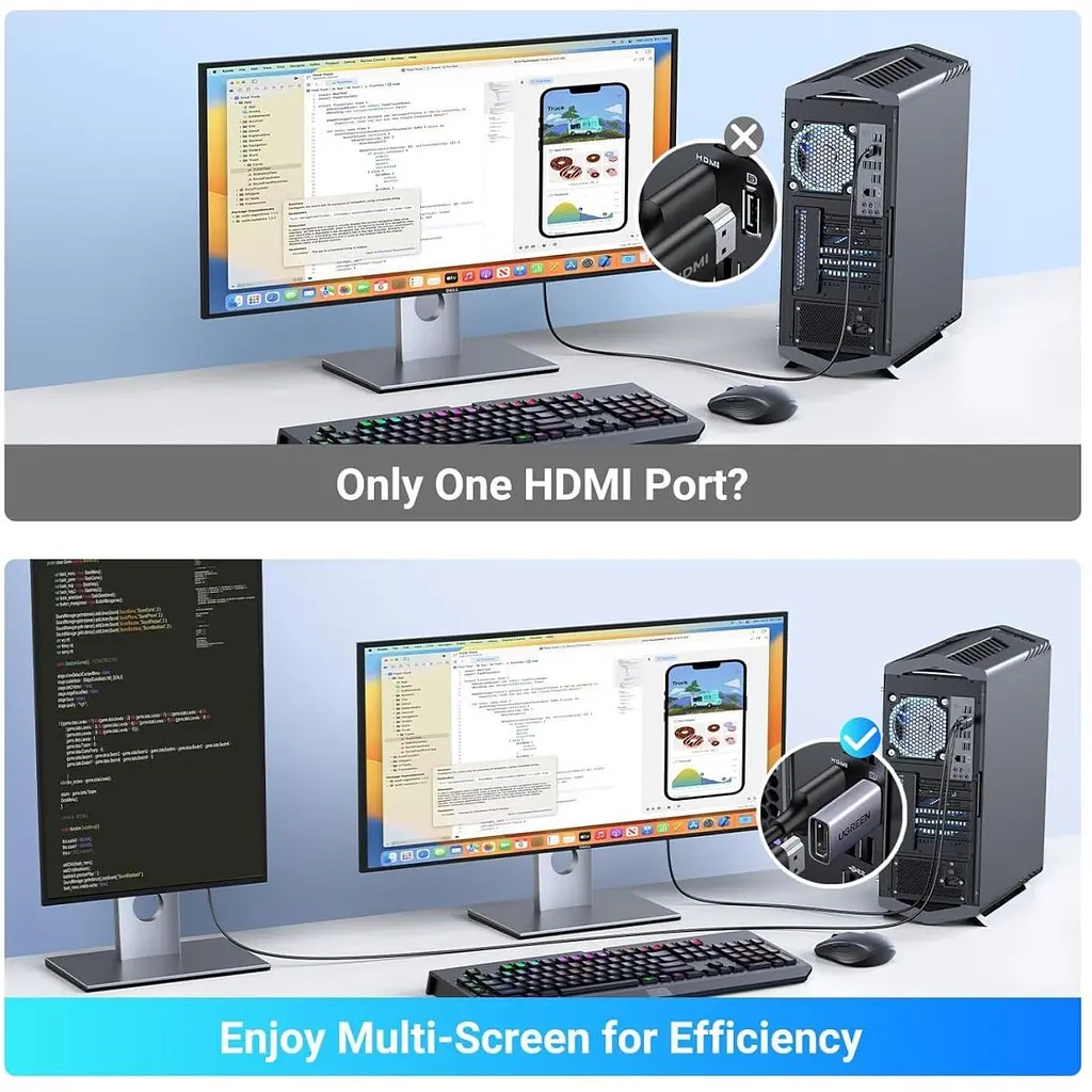 Перехідник Ugreen DP130 DisplayPort — HDMI 4K 2 шт. сірий (55935) [175317] - фото 7