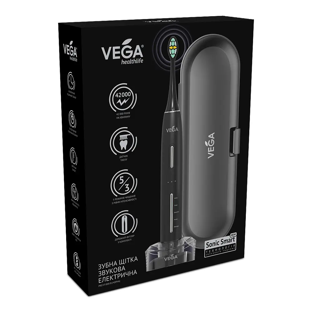 Електрична звукова зубна щітка Vega Sonic Smart Pro VT-800 B - фото 7