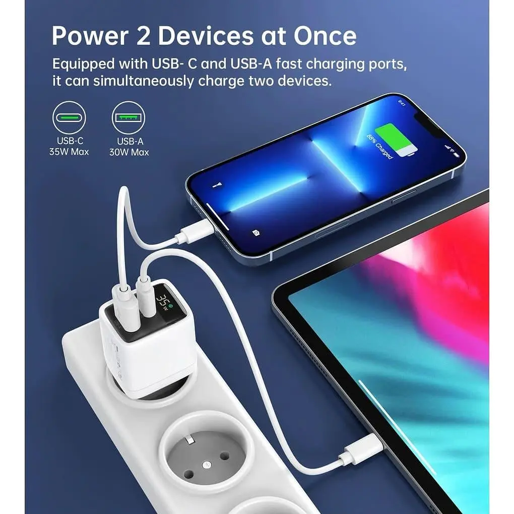 Мережевий зарядний пристрий Choetech PD6052-EU-WH USB-A/USB-С - фото 4