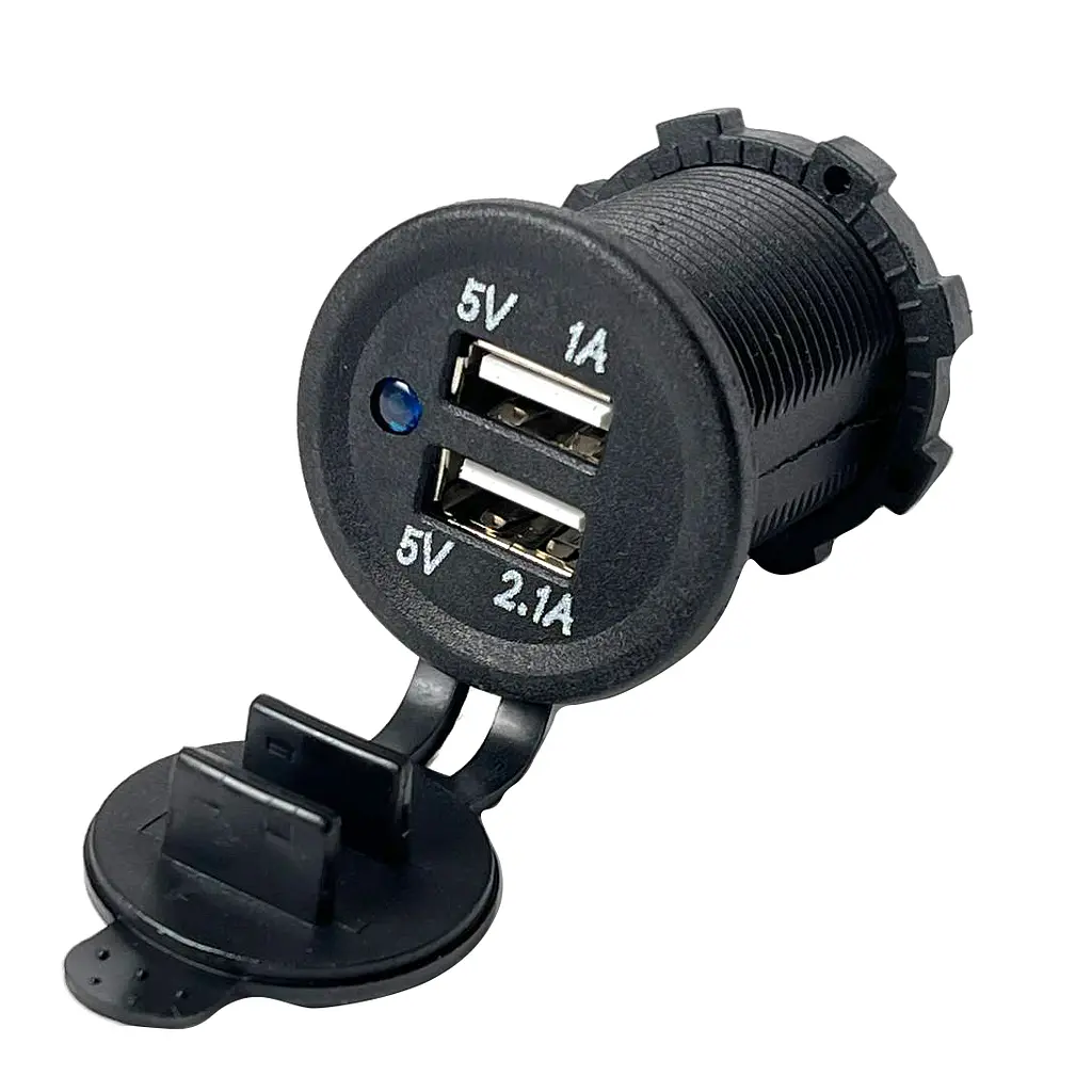 Гніздо прикурювача під 2 USB 12-24V 5V 2,1-1A Синій індикатор 1 шт - фото 4