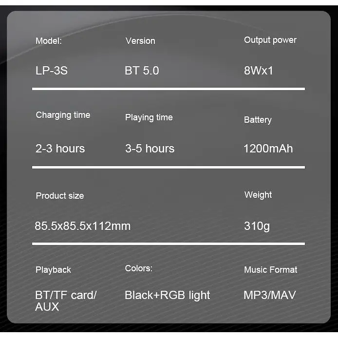 Портативна колонка ретро Kisonli LP3S PLUS Bluetooth 1200mAh 8 Вт Black - фото 10