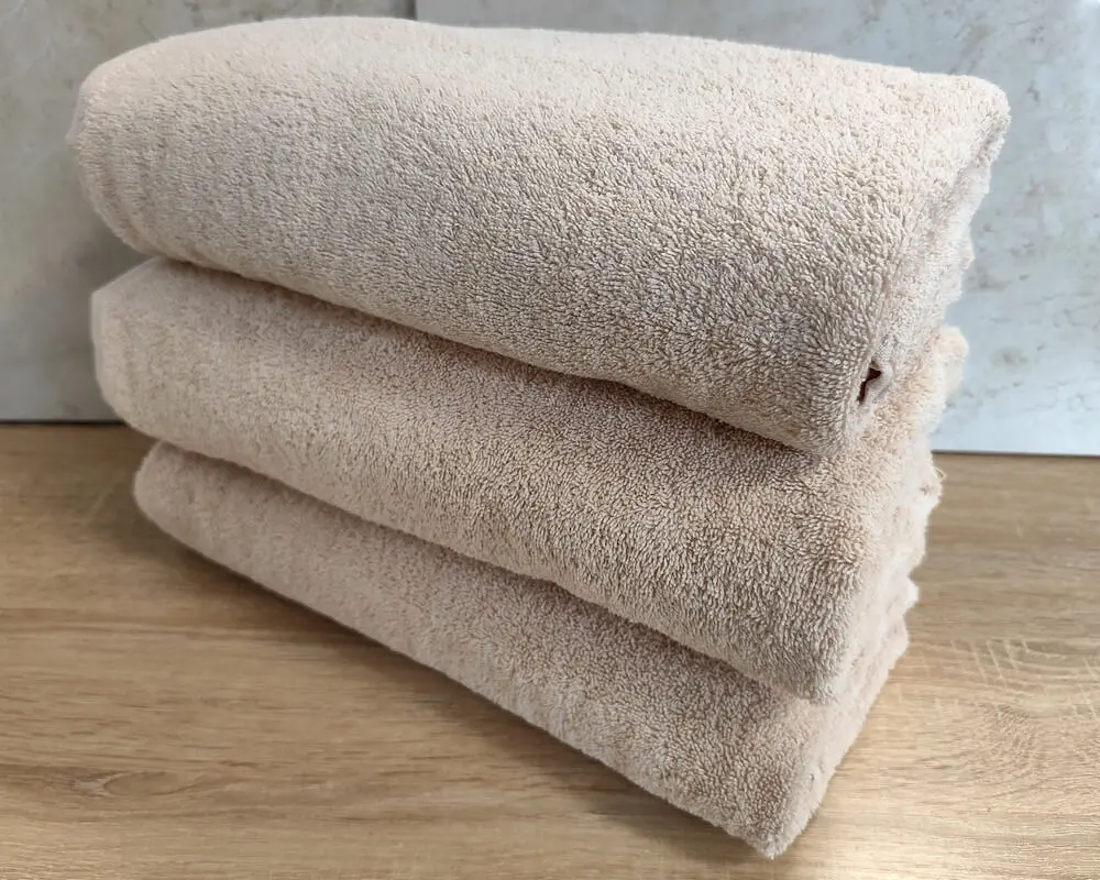 Набір турецьких махрових однотонних рушників Zeron 3 штуки 70х140 Beige щільність 500 г/м2 - фото 2