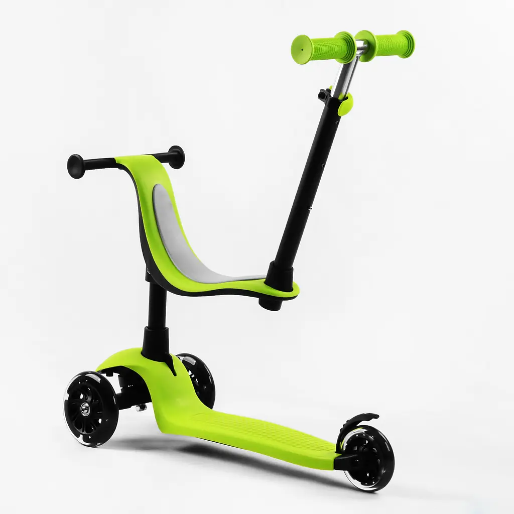 Самокат-велобіг 3 в 1 Best Scooter 31х12х55-69 см Зелений 000231636 - фото 3