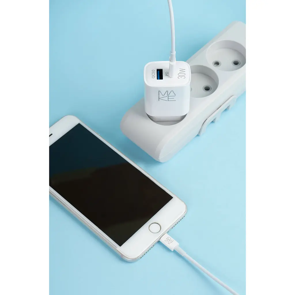 Зарядний пристрій Make 30 W GaN PD + QC White - фото 4