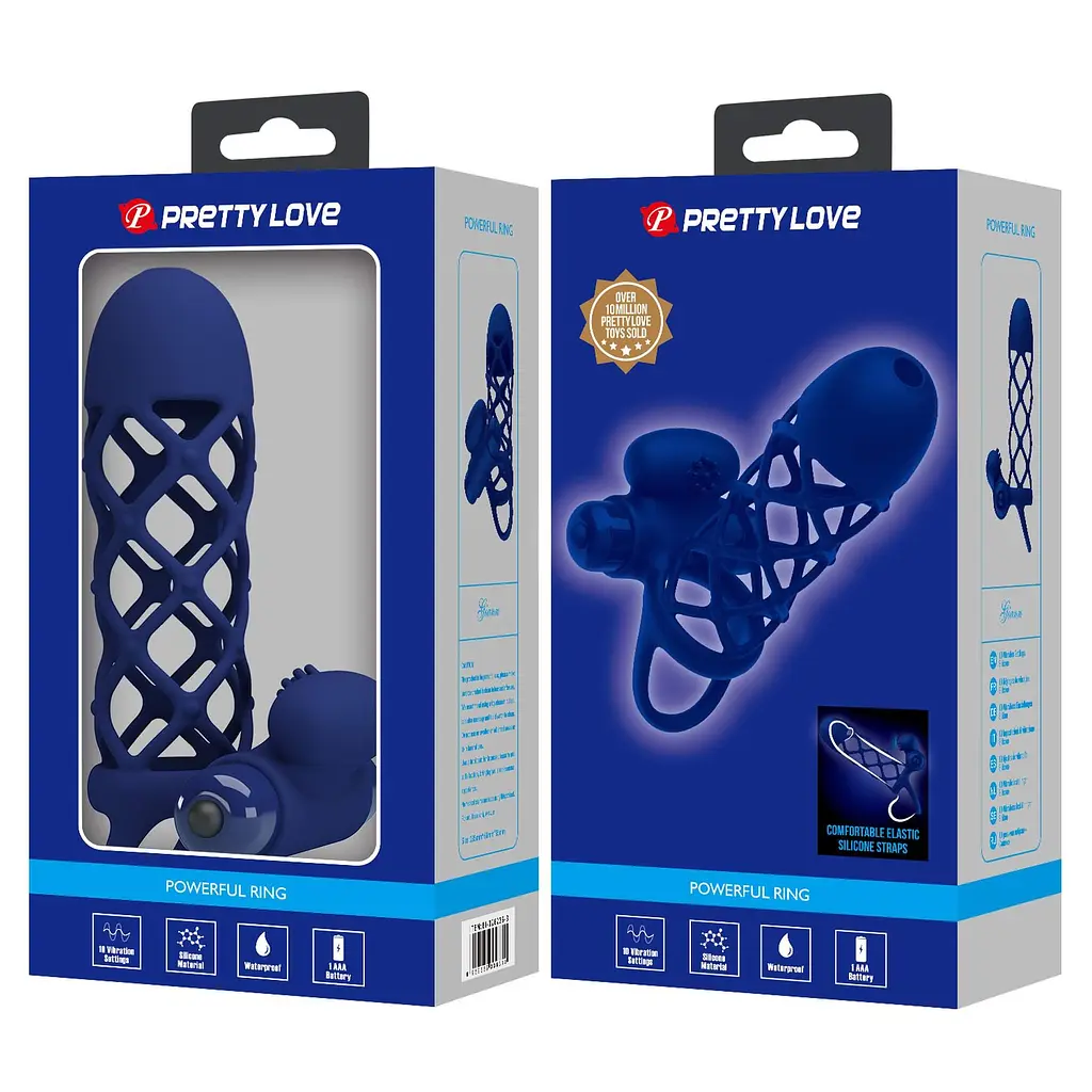 Насадка на пеніс Pretty Love Penis Sleeve 13.5 см синій - фото 7