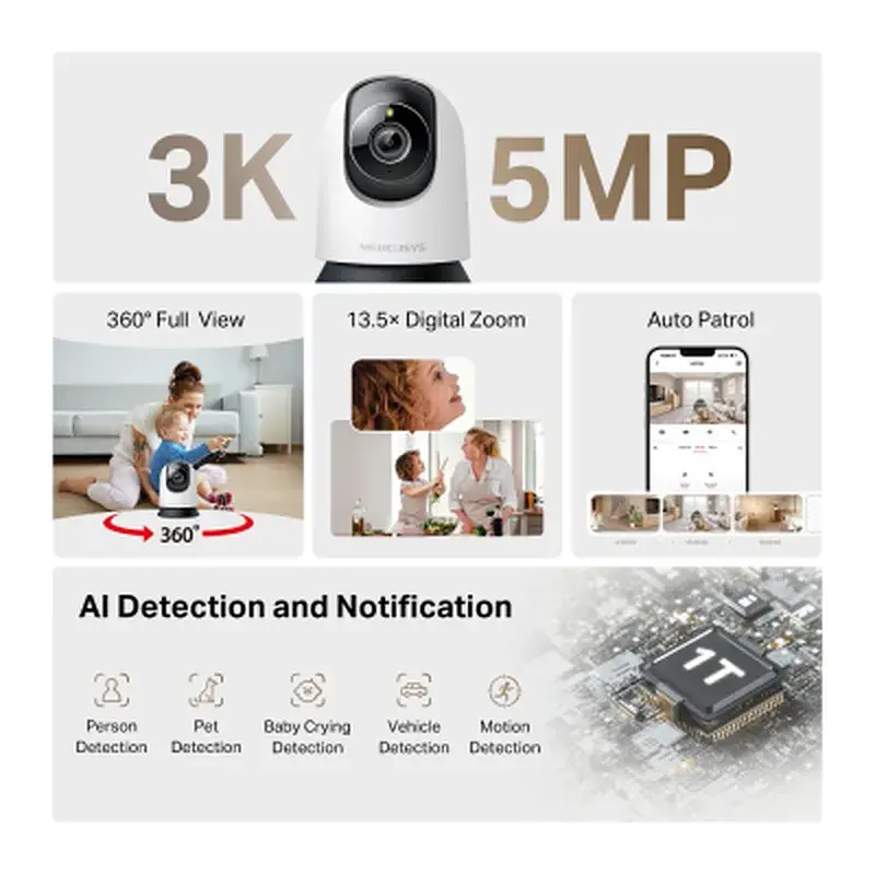 Камера відеоспостереження Mercusys IP-Камера MERCUSYS MC230 5MP N300 microSD motion detection. AI (MC230) - фото 3