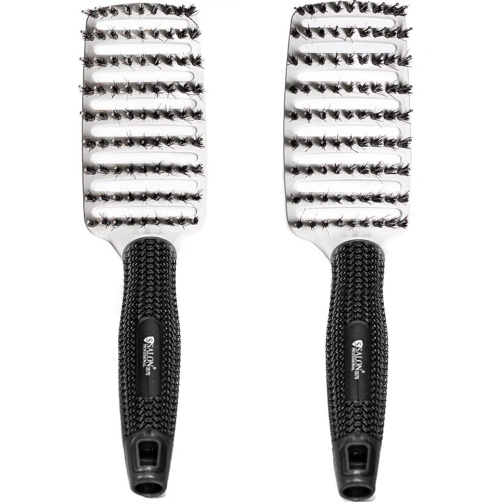 Щітка для волосся масажна продувна Salon Professional з ворсом вигнута 0076B - фото 2