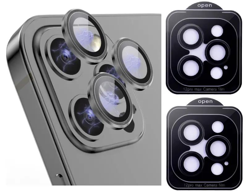 Захисне скло на камеру DK для Apple iPhone 12 Pro Lens Metal Ring Eagle Eye 015724 black 2 шт. - фото 2