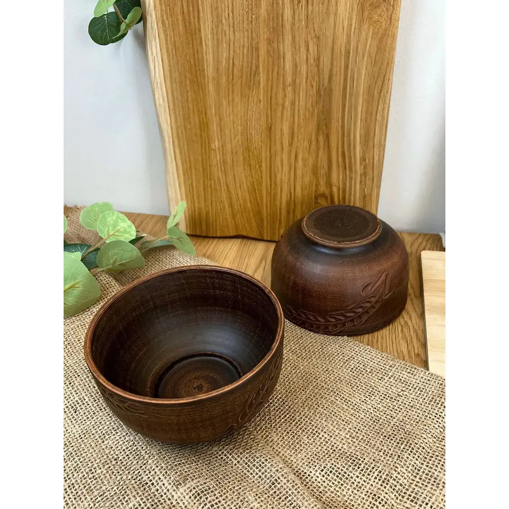 Салатник керамічний (глиняний) різьблений Колосок 700 мл - фото 6