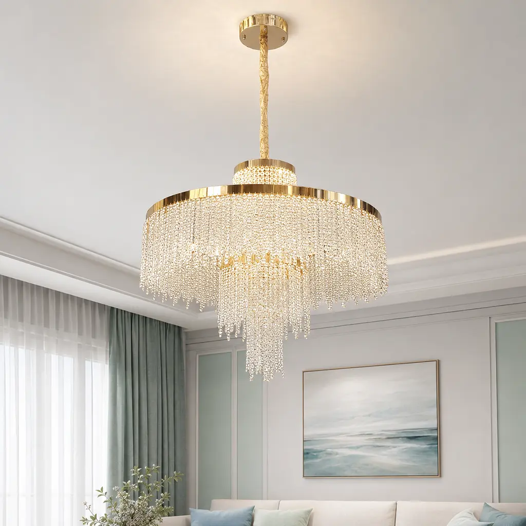Велика каскадна золота люстра 376-800GD Artlight із LED 181 Вт