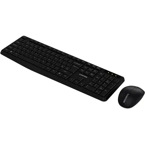 Комплект бездротовий Canyon SET-W01, Black, USB 2.4GHz, клавіатура (105 кнопок, 1xAAA) + миша (оптична, 3 кнопки, 1200 dpi, 1xAA) (CNE-HSETW01) - фото 2