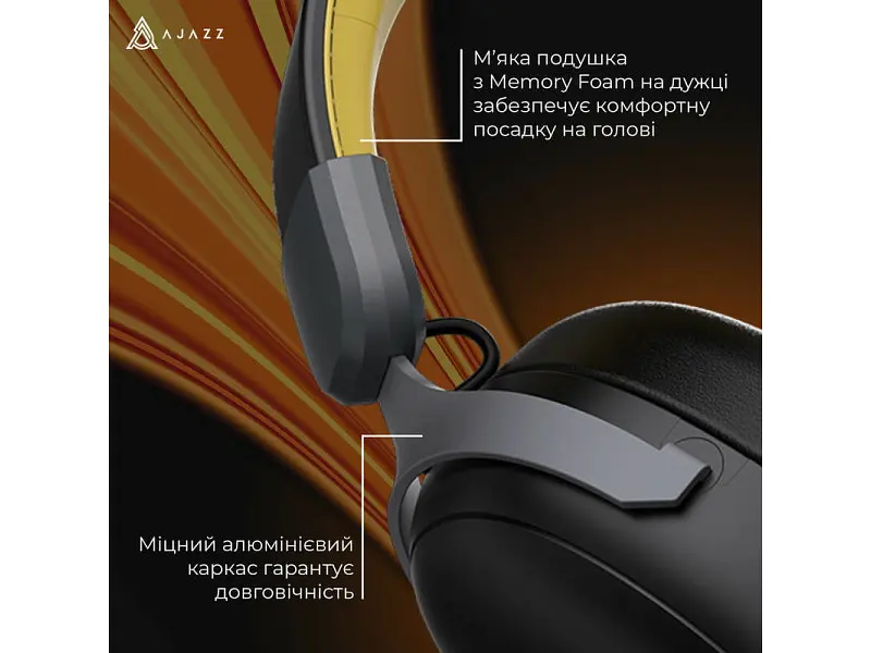 Навушники з мікрофоном Ajazz AHM08 MAX Black/Gray/Yellow (AHM08-MAX-BGY) - фото 6
