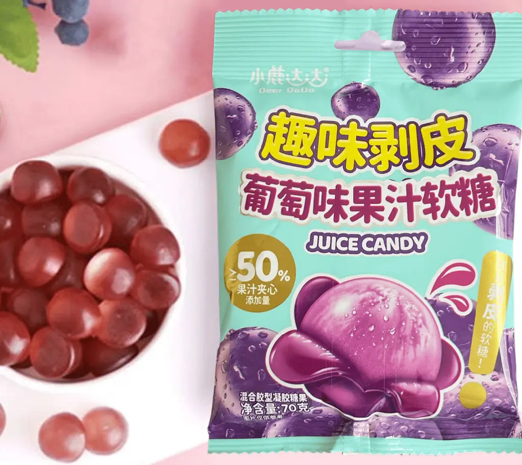 Желейні цукерки Deer Dada Peeling Juice Candy Grape 70г - фото 2